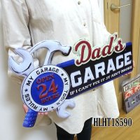 ブリキ看板 ビンテージ エンボス加工 Dad'garage アメリカン ガレージ プレート 壁飾り 雑貨 大きい インテリア 可愛い かわいい サーファー カフェ 店舗