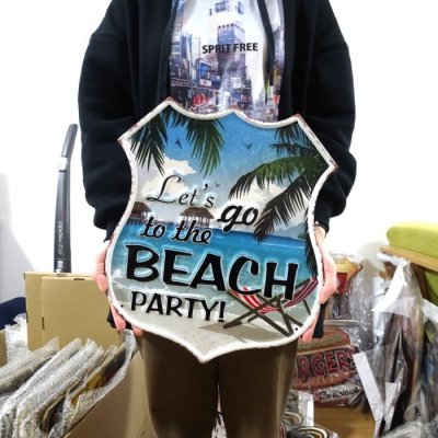 画像3: ブリキ看板 ビンテージ BEACH PARTY ビーチ ヤシの木 海 サーフィン アンティーク サーファー ガレージ プレート 壁飾り アメリカン 雑貨 インテリア おしゃれ 可愛い かわいい カフェ 店舗