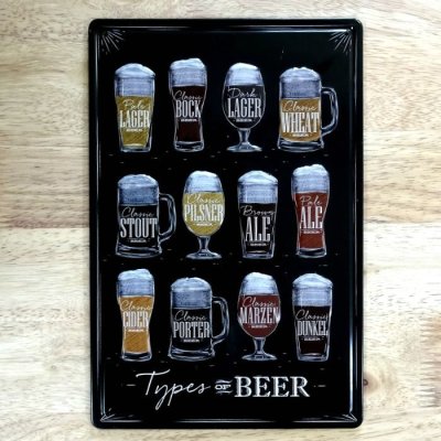 画像1: ブリキ看板 ビンテージTYPE OF BEER ビール ドリンク プレート 壁飾り アメリカン 雑貨 インテリア 可愛い かわいい サーファー カフェ 店舗