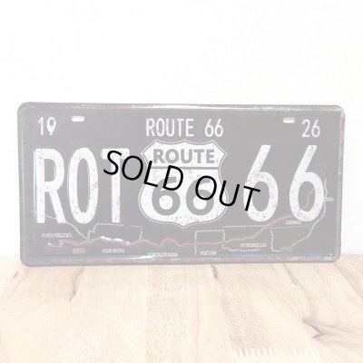 画像1: ブリキ看板 ルート66 アンティーク ROUTE 66 Sign Map ビンテージ ROUTE66 ガレージ プレート 壁飾り かわいい アメリカン 雑貨 レトロ インテリア おしゃれ 可愛い サーファー カフェ 店舗