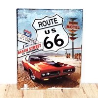 ブリキ看板 ROUTE66 アンティーク 66 MAIN STREET ルート66 車 ビンテージ ガレージ プレート 壁飾り かわいい アメリカン 雑貨 かっこいい レトロ インテリア おしゃれ 可愛い サーファー カフェ 店舗