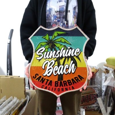 画像3: ブリキ看板 おしゃれ ビンテージ ビーチ Sunshine Beach ヤシの木 サーフィン アンティーク サーファー ガレージ プレート 可愛い 壁飾り アメリカン 雑貨 インテリア かわいい カフェ 店舗