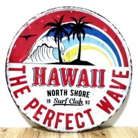 ブリキ看板 かわいい ハワイ ビンテージ THE PARFECT WAVE ヤシの木 ビーチ 海 アンティーク ガレージ プレート 壁飾り 可愛い アメリカン 雑貨 インテリア おしゃれ サーファー カフェ 店舗