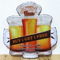 ブリキ看板 かわいい ビンテージ ビール BUY 1 GET FREE アンティーク ガレージ プレート 壁飾り アメリカン 可愛い 雑貨 インテリア おしゃれ サーファー カフェ 店舗