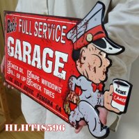 ブリキ看板 可愛い ビンテージ エンボス加工 BOB'S GARAGE ガレージ アメリカン プレート 壁飾り 雑貨 大きいインテリア かわいい サーファー カフェ