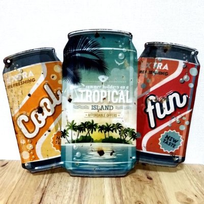 画像1: ブリキ看板 可愛い トロピカル ジュース ビンテージ TROPICAL Drinks アンティーク かわいい ガレージ プレート 壁飾り アメリカン 雑貨 インテリア おしゃれ サーファー カフェ 店舗