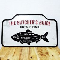 ブリキ看板 ビンテージ CUTS FISH 魚 アンティーク ガレージ プレート 壁飾り アメリカン サカナ 雑貨 インテリア おしゃれ 可愛い かわいい サーファー カフェ 店舗