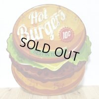 ブリキ看板 ハンバーガー 可愛い ビンテージ Hot Burgers アンティーク ガレージ プレート 壁飾り アメリカン 雑貨 インテリア おしゃれ かわいい サーファー カフェ 店舗