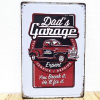 ブリキ看板 ビンテージ DAD’S GARAGE アンティーク ガレージ プレート 壁飾り かわいい アメリカン 雑貨 インテリア おしゃれ 可愛い サーファー カフェ 店舗