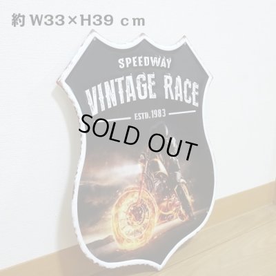 画像3: ブリキ看板 バイク ビンテージ VINTAGE RACE かっこいい ガレージ プレート 壁飾り アメリカン 雑貨 大きい インテリア サーファー カフェ 店舗