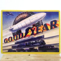 ブリキ看板 GOOD YEAR BLIMP エンボスメタルプレート アンティーク ガレージ 乗り物　目立つ プレート 壁飾り 正規ライセンス品 アメリカン 雑貨 インテリア おしゃれ 可愛い サーファー カフェ 店舗