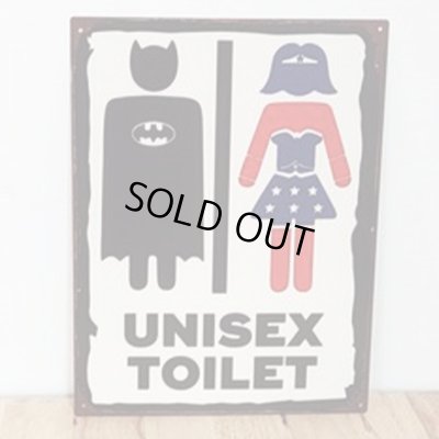 画像1: ブリキ看板 ビンテージ UNISEX TOILET アンティーク ガレージ プレート 壁飾り かわいい アメリカン 雑貨 インテリア おしゃれ 可愛い サーファー カフェ 店舗