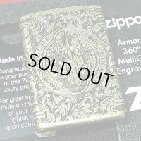 ZIPPO ライター アーマー ジッポ 4面連続彫刻 360°マルチカット アンティークブラス 映画コレクション ベネディクトデザイン メンズ ギフト プレゼント