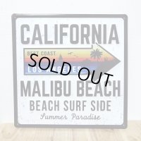 ブリキ看板 ビンテージ MALIBU BEACH マリブビーチ サーフィン アンティーク サーファー ガレージ プレート 壁飾り アメリカン 雑貨 インテリア おしゃれ 可愛い かわいい カフェ 店舗