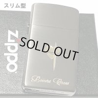 ZIPPO スリム ジッポ ライター ハート クロス ラバーズ 彫刻 ブラックニッケル ゴールド　金差し 可愛い 女性 メンズ レディース