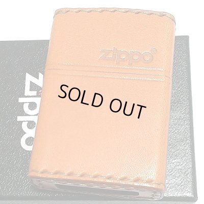 画像2: ZIPPO 革巻き ジッポ ライター おしゃれ ライトブラウン ロゴデザイン レザー キャメル シンプル 本牛革 薄茶 かっこいい 皮 メンズ 渋い ギフト プレゼント