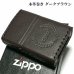 画像2: ZIPPO ライター 革巻き ダークブラウン ジッポ ロゴデザイン レザー シンプル 本牛革 濃茶 かっこいい 皮 メンズ 渋い ギフト プレゼント (2)