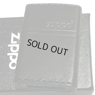 画像1: ZIPPO 革巻き ジッポ ライター ロゴ ブラック レザー 黒 本牛革 シンプル かっこいい 皮 メンズ ギフト プレゼント