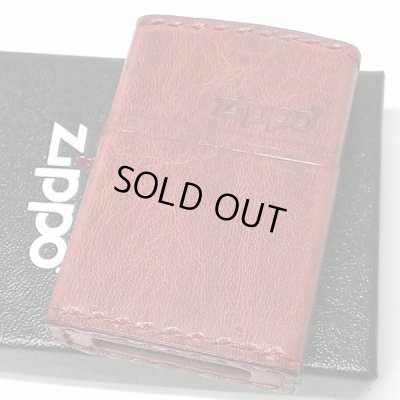 画像2: ZIPPO おしゃれ ライター レッド ジッポ 革巻き ダメージ加工 赤 牛本革 ユーズド仕上げ 皮 ジッポロゴ シンプル かっこいい ギフト