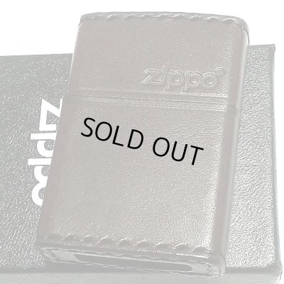 画像1: ZIPPO ライター 本革巻き ジッポ ロゴ ブラウン レザー 茶 シンプル 牛革 かっこいい メンズ ギフト プレゼント