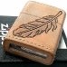 画像4: ZIPPO ライター 革巻き ジッポ おしゃれ カオス フェザー 羽 Leather Works 牛本革 ハンドメイド 彫刻 かっこいい 皮 メンズ ブランド ギフト