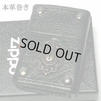 ZIPPO ライター 革巻き ジッポ キーホール ブラック レザー 黒 鍵穴 アンティーク メタル クラシック 本牛革 かっこいい 皮 おしゃれ メンズ ギフト