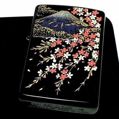 画像2: ZIPPO ライター 本金蒔絵 富士桜 伝統工芸 ジッポ 漆塗り 黒 かっこいい 和柄 ブラック おしゃれ 高級 メンズ ギフト プレゼント