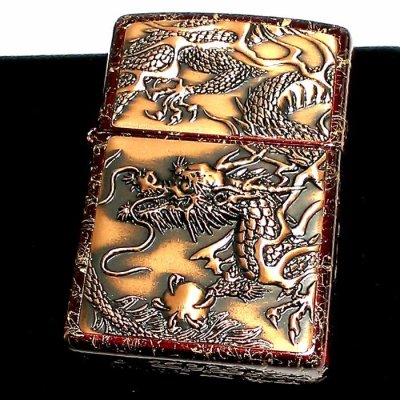 画像1: ZIPPO 和柄 ライター ライズメタル 赤龍 金乱糸 赤 金 伝統工芸 ジッポ 本漆塗り かっこいい 竜 レッド ゴールド おしゃれ ドラゴン 高級 メンズ ギフト プレゼント