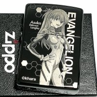 ZIPPO エヴァンゲリオン アスカ ジッポ ライター 限定 シリアル入り ブラックチタンコート 新劇場版 かっこいい 黒 レーザー彫刻 メンズ レディース アニメ ギフト プレゼント