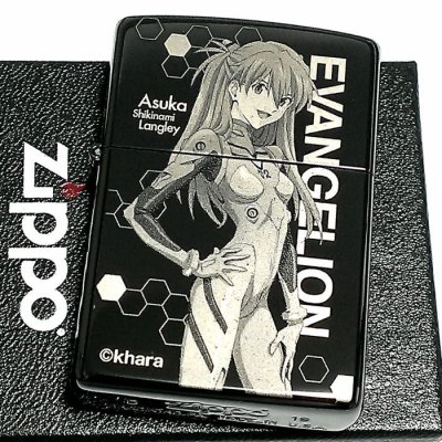 画像1: ZIPPO エヴァンゲリオン アスカ ジッポ ライター 限定 シリアル入り ブラックチタンコート 新劇場版 かっこいい 黒 レーザー彫刻 メンズ レディース アニメ ギフト プレゼント