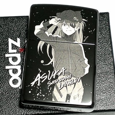 画像1: ZIPPO ライター エヴァンゲリオン アスカ/改2号機γ ジッポ 限定 シリアル入り 両面柄 ブラックチタンコート 新劇場版 かっこいい 黒 レーザー彫刻 アニメ メンズ レディース ギフト プレゼント