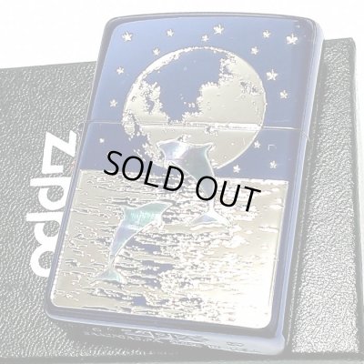 画像2: ZIPPO ライター 天然シェル ジッポ DOLPHIN×PLANET イオンブルー 地球 銀差しイルカ 可愛い 青 メンズ 美しい プレゼント おしゃれ レディース ギフト