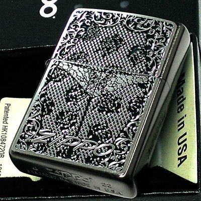 画像2: ZIPPO セクシーメタル ジッポ ライター 裏面蝶 限定シリアルNo.入り 両面加工 ガンメタ 薔薇 Sexy Metal バタフライ シルバー メタル貼り 銀 おしゃれ メンズ レディース ギフト プレゼント