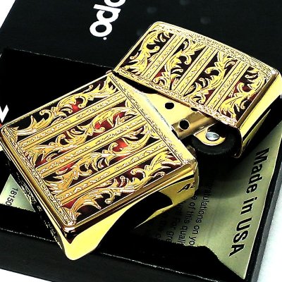 画像2: ZIPPO ライター マーブル アラベスク ジッポ ゴールド 金タンク 両面加工 彫刻 かっこいい おしゃれ メンズ ギフト プレゼント