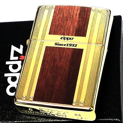 画像2: ZIPPO ダブルライン ニッケルメッキ 両面加工 エッチング ジッポ ライター ゴールド ブラウン かっこいい ロゴ おしゃれ ギフト プレゼント メンズ 木目調 渋い