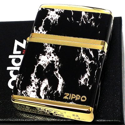 画像2: ZIPPO ライター ジッポ ロゴ ブラック/ホワイト 4面加工 ゴールド 金タンク Marble Logo かっこいい おしゃれ メンズ ギフト 父の日 プレゼント