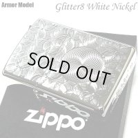 ZIPPO ライター アーマー グリッター8 ジッポ ホワイトニッケル 両面加工 重厚 銀 NC彫刻 かっこいい シルバー ダイヤカット おしゃれ メンズ ギフト プレゼント