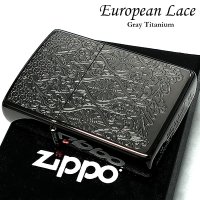 ZIPPO ライター 中世模様 ヨーロピアン レース チタン加工 ジッポ 両面加工 グレー おしゃれ エッチング彫刻 レディース 両面別柄 ブラック メンズ 高級 かっこいい ギフト プレゼント