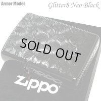 ZIPPO アーマー グリッター8 ジッポ ライター ネオブラック 重厚 おしゃれ 両面加工 NC彫刻 かっこいい ダイヤカット メンズ 黒 ギフト プレゼント