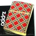 画像2: ZIPPO ダイアモンドパターン ジッポ ライター ゴールド＆レッド 金タンク 赤 両面加工 彫刻 かっこいい おしゃれ メンズ ギフト プレゼント (2)