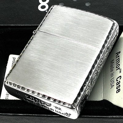 画像1: ZIPPO アーマー サイドアラベスク シルバー ジッポ ライター イブシ仕上げ リューター加工 渋い シンプル かっこいい 重厚 おしゃれ メンズ プレゼント ギフト