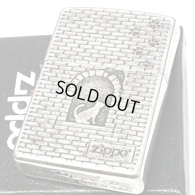 画像2: ZIPPO ライター CAT シルバー 猫 レンガ 彫刻 ジッポ ライター 足跡 ネコ 銀 かわいい 女性 レディース おしゃれ メンズ ギフト プレゼント