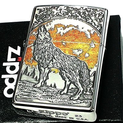 画像2: ZIPPO ライター ウルフデザイン ジッポ 狼 シルバー燻し オオカミ 彫刻 WOLF DESIGN かっこいい 珍しい メンズ 銀メッキ おしゃれ ギフト プレゼント