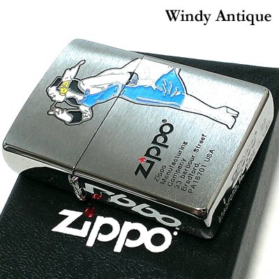 画像2: ZIPPO ウィンディー ジッポ ライター ロゴ 銀 かっこいい ブルー アンティークシルバー サテン仕上げ 色差し 彫刻 レトロ おしゃれ メンズ ギフト プレゼント