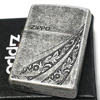 ZIPPO アラベスク ジッポ ライター ロゴ ニッケルバレル エッチング彫刻 おしゃれ 唐草 アンティークシルバー かっこいい メンズ お洒落 ギフト プレゼント