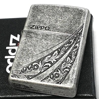 画像1: ZIPPO アラベスク ジッポ ライター ロゴ ニッケルバレル エッチング彫刻 おしゃれ 唐草 アンティークシルバー かっこいい メンズ お洒落 ギフト プレゼント