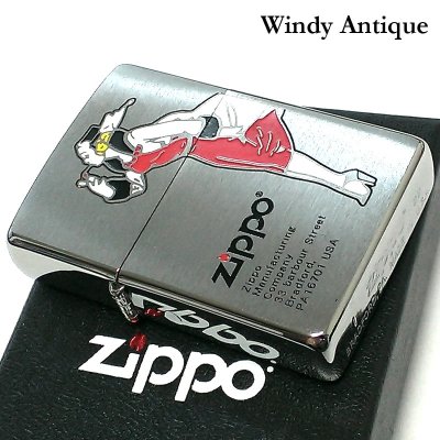 画像2: ZIPPO ライター ウィンディー ジッポ ロゴ レッド アンティークシルバー サテン仕上げ 色差し かっこいい 彫刻 レトロ メンズ ギフト おしゃれ プレゼント