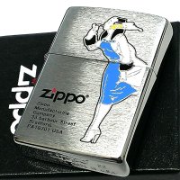 ZIPPO ウィンディー ジッポ ライター ロゴ 銀 かっこいい ブルー アンティークシルバー サテン仕上げ 色差し 彫刻 レトロ おしゃれ メンズ ギフト プレゼント