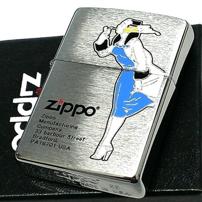 画像1: ZIPPO ウィンディー ジッポ ライター ロゴ 銀 かっこいい ブルー アンティークシルバー サテン仕上げ 色差し 彫刻 レトロ おしゃれ メンズ ギフト プレゼント