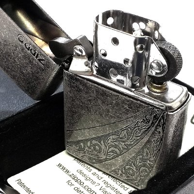 画像4: ZIPPO アラベスク ジッポ ライター ロゴ ニッケルバレル エッチング彫刻 おしゃれ 唐草 アンティークシルバー かっこいい メンズ お洒落 ギフト プレゼント